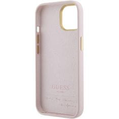 Guess Kryt Kryt iPhone 15 Guess Hardcase Silicone Script Metal Logo & Frame (GUHCP15SSMBSLP) růžový