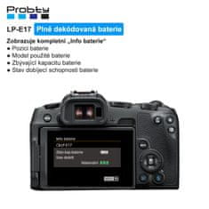 Probty LP-E17 Li-Ion dobíjecí baterie pro Canon EOS R100/R50/R10/R8/RP/850D/800D/760D/750D/250D/200D/77D/M6 Mark II/M6/M5/M3 (1100 mAh, PLNĚ dekódovaná)