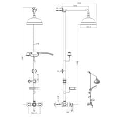 SAPHO VIENNA sprchový sloup s pákovou baterií, mýdlenka, 1291mm, chrom VO138 - Sapho