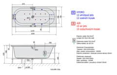 POLYSAN ASTRA B HYDRO-AIR hydromasážní vana, 165x75x48cm, bílá 32611HA - Polysan