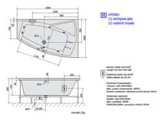 POLYSAN EVIA R HYDRO hydromasážní vana, 160x100x47cm, bílá 12611H - Polysan