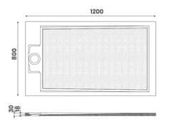 Gelco EMA sprchová vanička z litého mramoru, obdélník 120x80cm, bílá PE12080 - Gelco