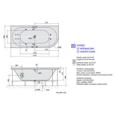 POLYSAN VIVA L HYDRO hydromasážní vana, 175x80x47cm, bílá 70119H - Polysan