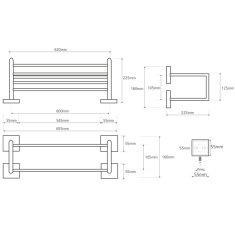 SAPHO X-SQUARE polička na ručníky dvojitá s hrazdou 600x160x225mm, chrom XQ412 - Sapho