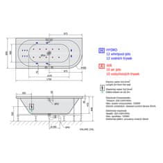 POLYSAN VIVA L HYDRO-AIR hydromasážní vana, 175x80x47cm, bílá 70119HA - Polysan