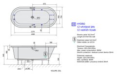 POLYSAN ASTRA O HYDRO hydromasážní vana, 165x75x48cm, bílá 35611H - Polysan