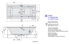 POLYSAN MARLENE HYDRO hydromasážní vana, 190x90x48cm, bílá 71607H - Polysan