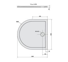 POLYSAN ISA 100 sprchová vanička z litého mramoru, půlkruh 100x100cm, bílá 72888 - Polysan