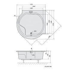 POLYSAN ROYAL CORNER kulatá vana s konstrukcí 173x173x49cm, bílá 74211 - Polysan