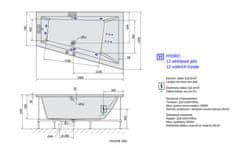 POLYSAN TRIANGL R HYDRO hydromasážní vana, 180x120x50cm, bílá 20611H - Polysan
