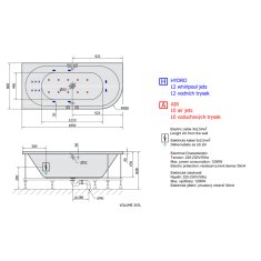 POLYSAN VIVA L HYDRO-AIR hydromasážní vana, 185x80x47cm, bílá 72099HA - Polysan