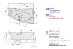 POLYSAN EVIA R HYDRO-AIR hydromasážní vana, 160x100x47cm, bílá 12611HA - Polysan
