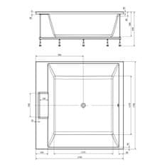 POLYSAN CAME čtvercová vana s konstrukcí 175x175x50cm, bílá 23611 - Polysan