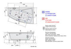 POLYSAN EVIA R HYDRO-AIR hydromasážní vana, 170x100x47cm, bílá 22611HA - Polysan