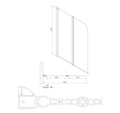 Gelco ONE vanová zástěna skládací 900mm, čiré sklo GO1190 - Gelco