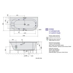 POLYSAN ASTRA L HYDRO hydromasážní vana, 165x80x48cm, bílá 33611H - Polysan