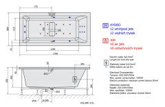 POLYSAN MARLENE HYDRO-AIR hydromasážní vana, 170x80x48cm, bílá 72403HA - Polysan