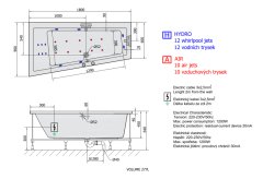 POLYSAN ANDRA L HYDRO-AIR hydromasážní vana, 180x90x45cm, bílá 72872HA - Polysan