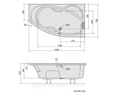 POLYSAN MAMBA R asymetrická vana 160x95x44cm, bílá 28111 - Polysan