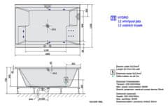 POLYSAN DUPLA HYDRO hydromasážní vana, 180x120x54cm, bílá 13611H - Polysan