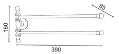 SAPHO PERLA dvojitý držák ručníků otočný 390mm, růžové zlato PE0177 - Sapho