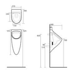 KERASAN AQUATECH urinál se zakrytým přívodem vody 21x53,5 cm, včetně sifonu, bílá 373501 - Kerasan