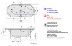 POLYSAN VIVA O HYDRO-AIR hydromasážní vana, 175x80x47cm, bílá 79119HA - Polysan