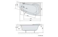 POLYSAN NAOS R asymetrická vana 150x100x43cm, bílá 19111 - Polysan