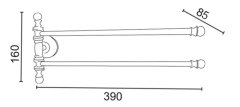 SAPHO PERLA dvojitý držák ručníků otočný 390mm, zlato PE0175 - Sapho