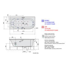 POLYSAN ASTRA L HYDRO-AIR hydromasážní vana, 165x80x48cm, bílá 33611HA - Polysan