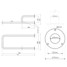 SAPHO HANDICAP opěrné madlo LEVÉ 760mm, nerez lesk XH532 - Sapho