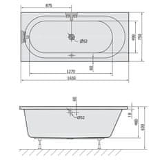 POLYSAN ASTRA B SLIM obdélníková vana 165x75x48cm, bílá 32611S - Polysan