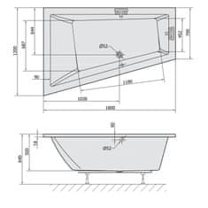 SAPHO TRIANGL L SLIM asymetrická vana 180x120x50cm, bílá 19611S - Sapho