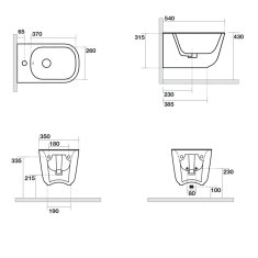 KERASAN TRIBECA bidet závěsný 35x54cm, černá mat 512531 - Kerasan