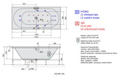 POLYSAN VIVA B HYDRO-AIR hydromasážní vana, 175x80x47cm, bílá 88119HA - Polysan