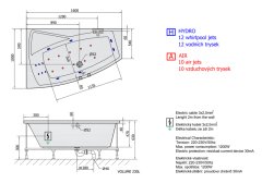 POLYSAN EVIA L HYDRO-AIR hydromasážní vana, 160x100x47cm, bílá 11611HA - Polysan