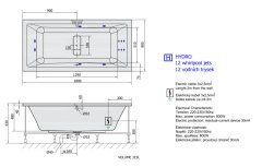 POLYSAN MARLENE HYDRO hydromasážní vana, 180x80x48cm, bílá 72034H - Polysan