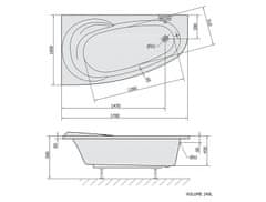 POLYSAN NAOS L asymetrická vana 170x100x43cm, bílá 98111 - Polysan