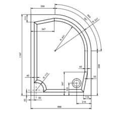 Gelco RIVA sprchová vanička z litého mramoru, čtvrtkruh 120x90cm, levá, bílá GR12090L - Gelco