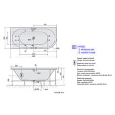 POLYSAN VIVA L HYDRO hydromasážní vana, 185x80x47cm, bílá 72099H - Polysan