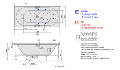 POLYSAN VIVA B HYDRO-AIR hydromasážní vana, 185x80x47cm, bílá 71968HA - Polysan