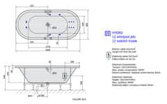POLYSAN VIVA O HYDRO hydromasážní vana, 185x80x47cm, bílá 72179H - Polysan
