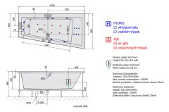 POLYSAN ANDRA R HYDRO-AIR hydromasážní vana, 170x90x45cm, bílá 81511HA - Polysan