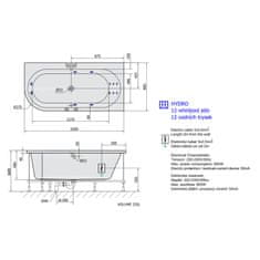 POLYSAN ASTRA R HYDRO hydromasážní vana, 165x80x48cm, bílá 34611H - Polysan