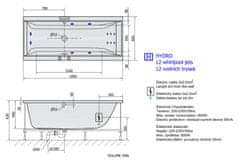 POLYSAN CLEO HYDRO hydromasážní vana, 180x80x48cm, bílá 95611H - Polysan