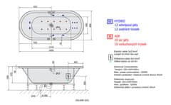 POLYSAN VIVA O HYDRO-AIR hydromasážní vana, 185x80x47cm, bílá 72179HA - Polysan