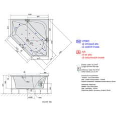 POLYSAN FLOSS HYDRO-AIR hydromasážní vana, 145x145x50cm, bílá 98611HA - Polysan