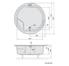 POLYSAN ROYAL ROUND kulatá vana s konstrukcí 172x172x49cm, bílá 73211 - Polysan