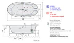 SAPHO STADIUM HYDRO-AIR hydromasážní vana, 190x95x46cm, bílá 82111HA - Sapho