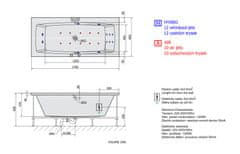 POLYSAN KVADRA HYDRO-AIR hydromasážní vana, 170x80x47cm, bílá 18611HA - Polysan
